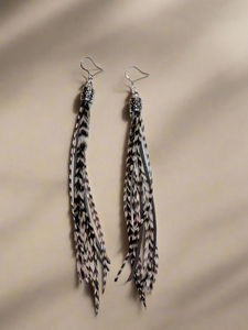 Skinny Z Feather Earrings