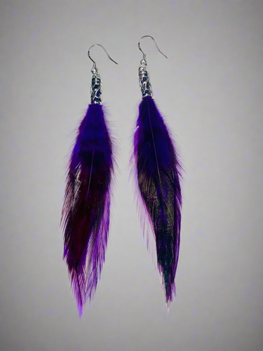 Purple Feather Earrings