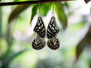 🦋 Black/White Parantica Butterfly Earrings