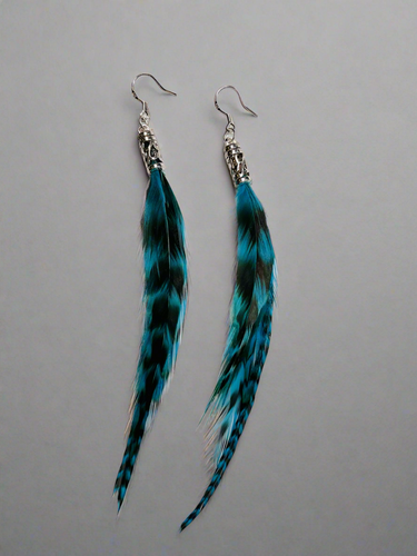 Turquoise Feather Earrings