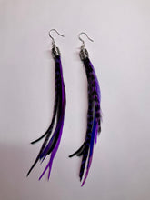 Load image into Gallery viewer, Purple Skinny Feather Earrings