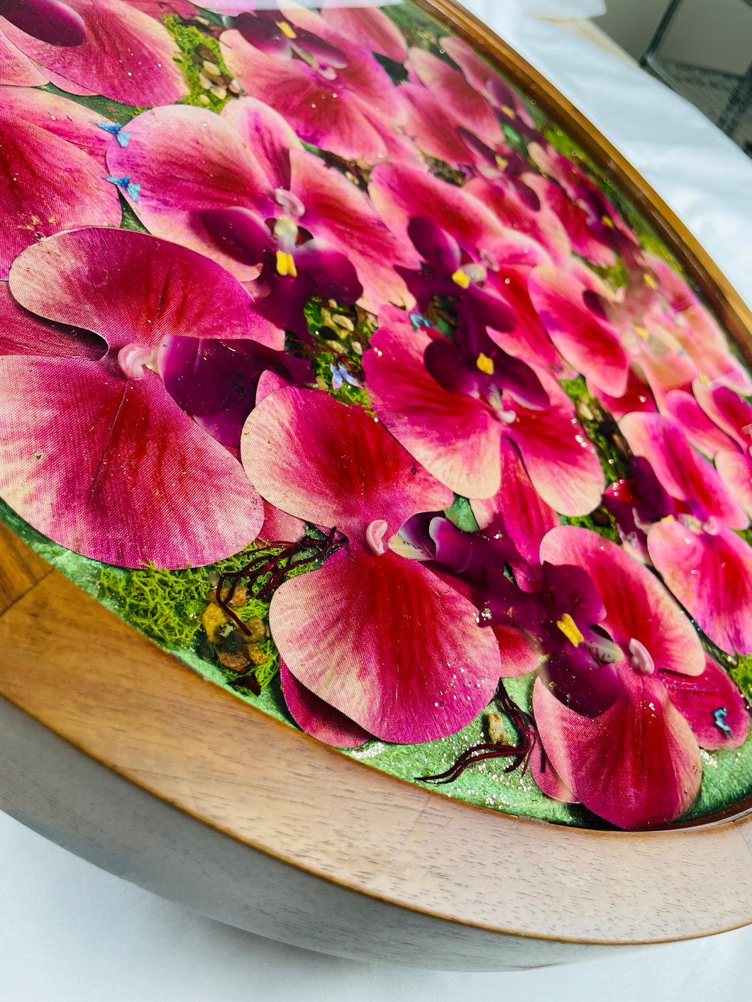18” Orchid Wooden Lazy Susan