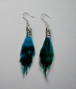 Short Turquoise Feather Earrings