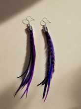 Load image into Gallery viewer, Purple Skinny Feather Earrings