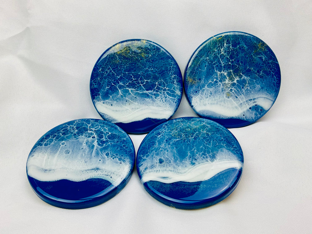 Navy Ocean Coasters (Set of 4)